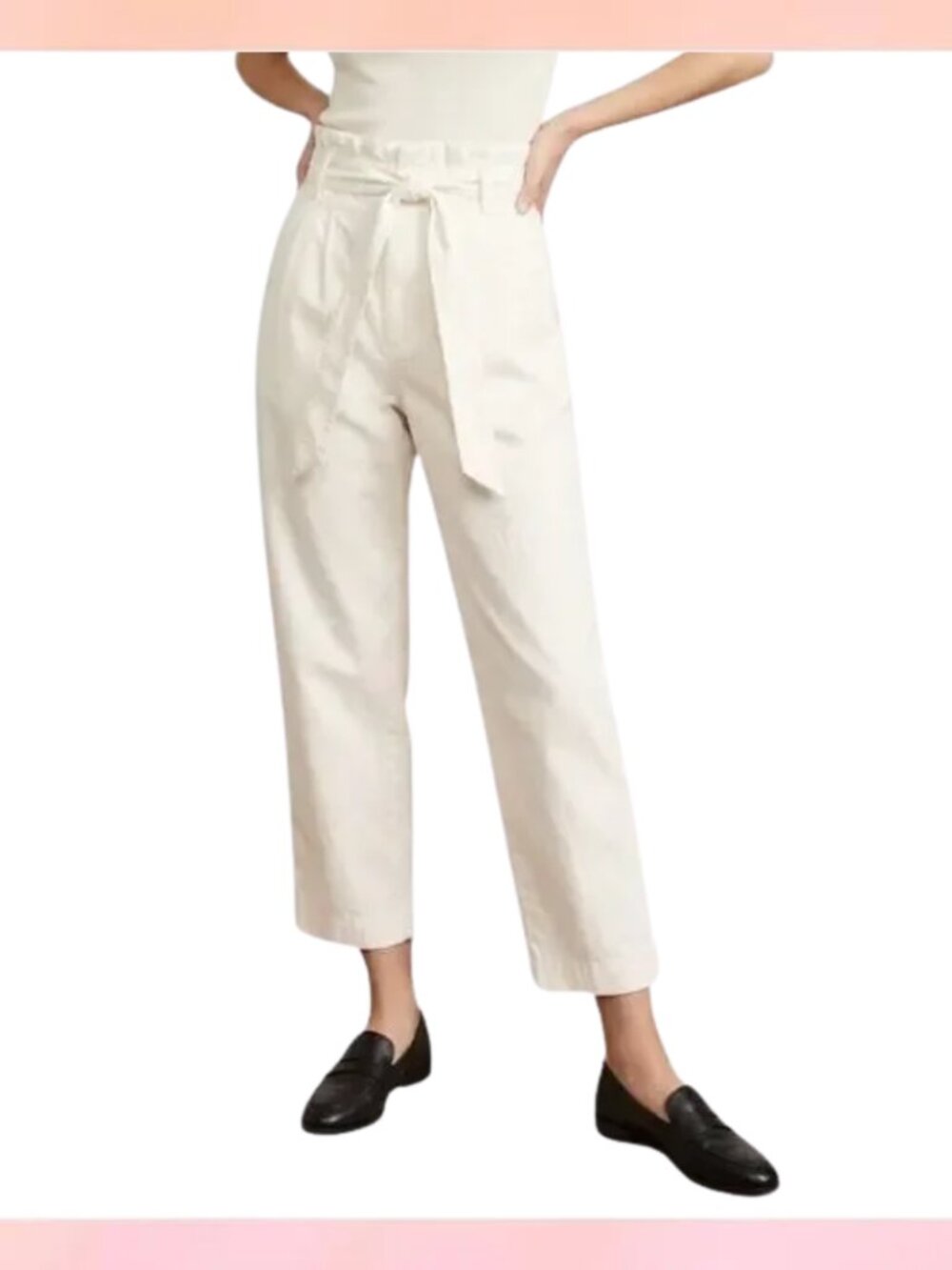 J. Crew White Paperbag Waist Tie Front Chino Pants Size 00 High Rise Crop